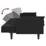 vidaXL Canapea extensibilă cu 2 locuri, 2 perne, negru, catifea vidaXL Canapea extensibilă cu 2 locuri, 2 perne, negru, catifea
