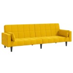 vidaXL Canapea extensibilă cu 2 locuri, 2 perne, galben, catifea vidaXL Canapea extensibilă cu 2 locuri, 2 perne, galben, catifea