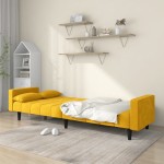 vidaXL Canapea extensibilă cu 2 locuri, 2 perne, galben, catifea vidaXL Canapea extensibilă cu 2 locuri, 2 perne, galben, catifea