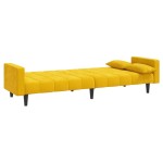 vidaXL Canapea extensibilă cu 2 locuri, 2 perne, galben, catifea vidaXL Canapea extensibilă cu 2 locuri, 2 perne, galben, catifea