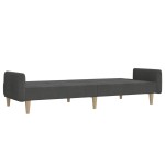 vidaXL Canapea extensibilă cu 2 locuri, gri închis, textil