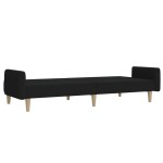 vidaXL Canapea extensibilă cu 2 locuri, negru, material textil