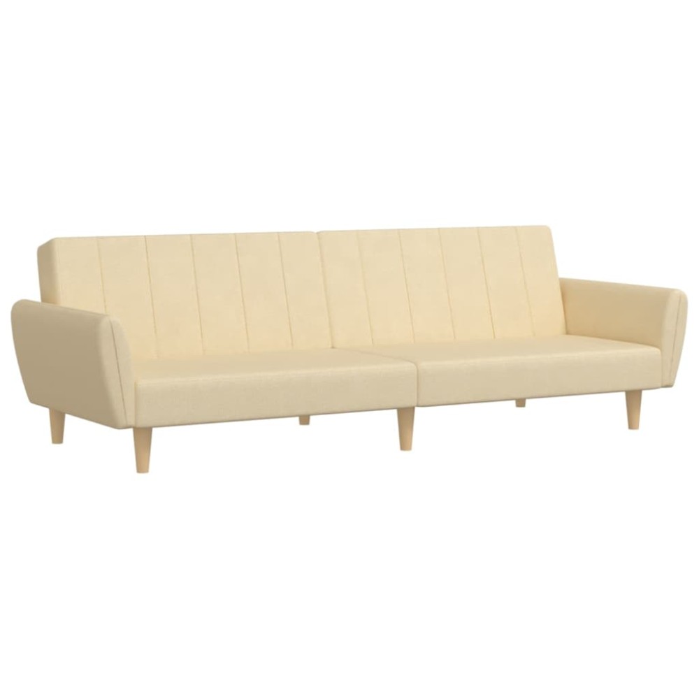 vidaXL Canapea extensibilă cu 2 locuri, crem, material textil