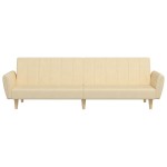 vidaXL Canapea extensibilă cu 2 locuri, crem, material textil vidaXL Canapea extensibilă cu 2 locuri, crem, material textil