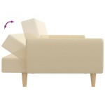 vidaXL Canapea extensibilă cu 2 locuri, crem, material textil vidaXL Canapea extensibilă cu 2 locuri, crem, material textil