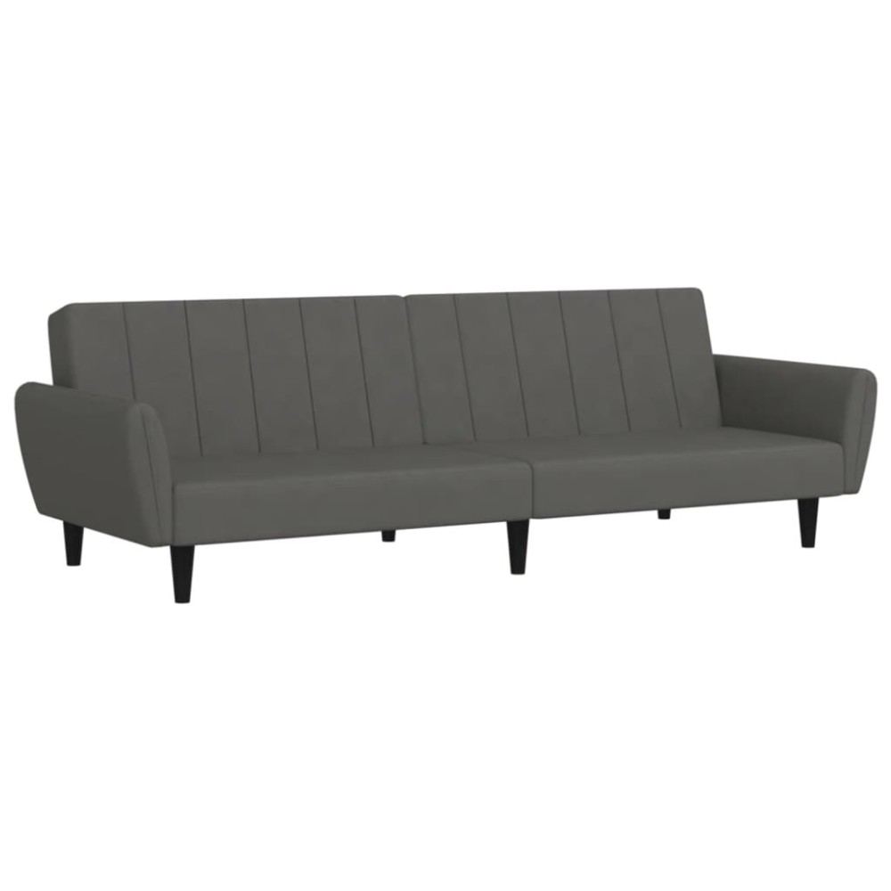 vidaXL Canapea extensibilă cu 2 locuri, gri închis, catifea