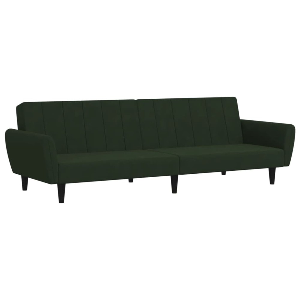 vidaXL Canapea extensibilă cu 2 locuri, verde închis, catifea