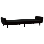 vidaXL Canapea extensibilă cu 2 locuri, negru, catifea