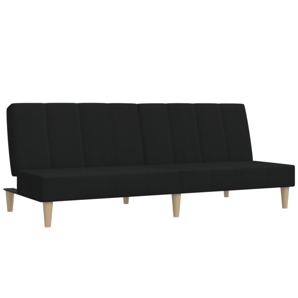 vidaXL Canapea extensibilă cu 2 locuri, negru, material textil