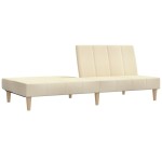 vidaXL Canapea extensibilă cu 2 locuri, crem, material textil vidaXL Canapea extensibilă cu 2 locuri, crem, material textil