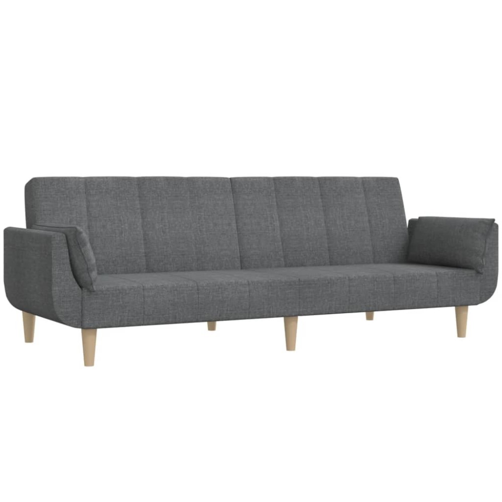 vidaXL Canapea extensibilă cu 2 locuri, 2 perne, gri deschis, textil