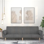 vidaXL Canapea extensibilă cu 2 locuri, 2 perne, gri deschis, textil vidaXL Canapea extensibilă cu 2 locuri, 2 perne, gri deschis, textil