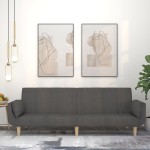 vidaXL Canapea extensibilă cu 2 locuri, 2 perne, gri închis, textil vidaXL Canapea extensibilă cu 2 locuri, 2 perne, gri închis, textil
