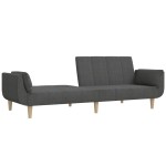 vidaXL Canapea extensibilă cu 2 locuri, 2 perne, gri închis, textil vidaXL Canapea extensibilă cu 2 locuri, 2 perne, gri închis, textil