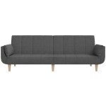 vidaXL Canapea extensibilă cu 2 locuri, 2 perne, gri închis, textil vidaXL Canapea extensibilă cu 2 locuri, 2 perne, gri închis, textil