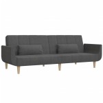 vidaXL Canapea extensibilă cu 2 locuri, 2 perne, gri închis, textil vidaXL Canapea extensibilă cu 2 locuri, 2 perne, gri închis, textil