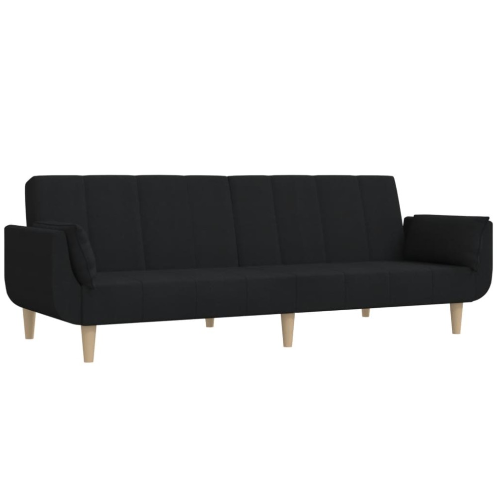vidaXL Canapea extensibilă cu 2 locuri, 2 perne, negru, textil