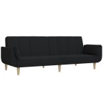 vidaXL Canapea extensibilă cu 2 locuri, 2 perne, negru, textil vidaXL Canapea extensibilă cu 2 locuri, 2 perne, negru, textil