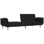 vidaXL Canapea extensibilă cu 2 locuri, 2 perne, negru, textil vidaXL Canapea extensibilă cu 2 locuri, 2 perne, negru, textil