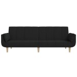 vidaXL Canapea extensibilă cu 2 locuri, 2 perne, negru, textil vidaXL Canapea extensibilă cu 2 locuri, 2 perne, negru, textil