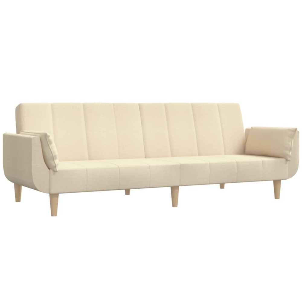 vidaXL Canapea extensibilă cu 2 locuri, 2 perne, crem, textil