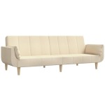 vidaXL Canapea extensibilă cu 2 locuri, 2 perne, crem, textil vidaXL Canapea extensibilă cu 2 locuri, 2 perne, crem, textil