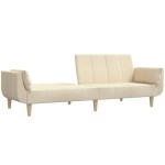 vidaXL Canapea extensibilă cu 2 locuri, 2 perne, crem, textil vidaXL Canapea extensibilă cu 2 locuri, 2 perne, crem, textil