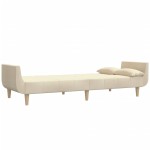 vidaXL Canapea extensibilă cu 2 locuri, 2 perne, crem, textil vidaXL Canapea extensibilă cu 2 locuri, 2 perne, crem, textil