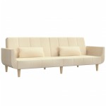 vidaXL Canapea extensibilă cu 2 locuri, 2 perne, crem, textil vidaXL Canapea extensibilă cu 2 locuri, 2 perne, crem, textil