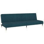 vidaXL Canapea extensibilă cu 2 locuri, albastru, catifea vidaXL Canapea extensibilă cu 2 locuri, albastru, catifea