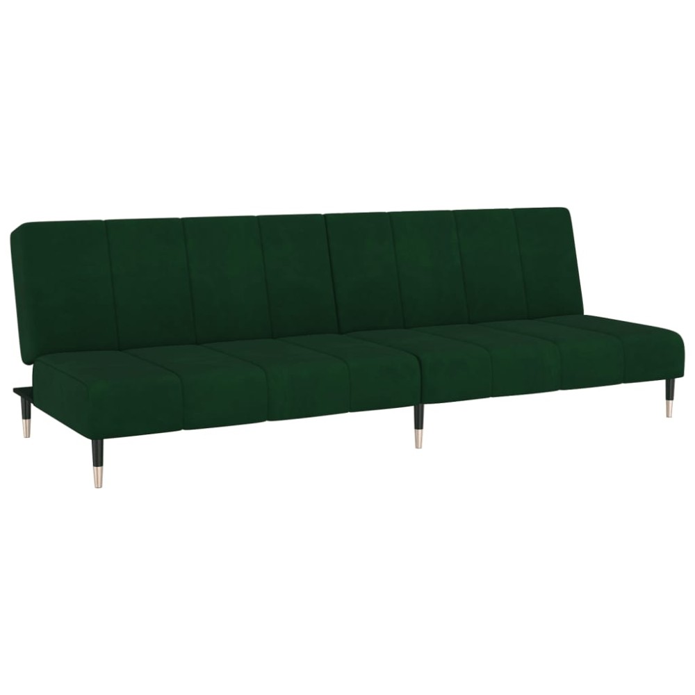 vidaXL Canapea extensibilă cu 2 locuri, verde închis, catifea