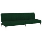 vidaXL Canapea extensibilă cu 2 locuri, verde închis, catifea