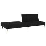 vidaXL Canapea extensibilă cu 2 locuri, negru, catifea