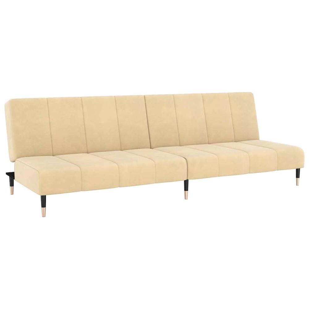 vidaXL Canapea extensibilă cu 2 locuri, crem, catifea