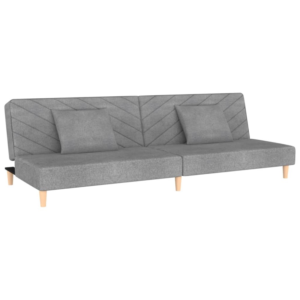 vidaXL Canapea extensibilă cu 2 locuri, 2 perne, gri deschis, textil