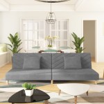vidaXL Canapea extensibilă cu 2 locuri, 2 perne, gri deschis, textil