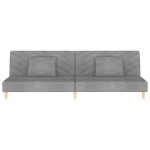 vidaXL Canapea extensibilă cu 2 locuri, 2 perne, gri deschis, textil
