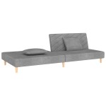 vidaXL Canapea extensibilă cu 2 locuri, 2 perne, gri deschis, textil