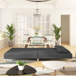 vidaXL Canapea extensibilă cu 2 locuri, 2 perne, gri închis, textil vidaXL Canapea extensibilă cu 2 locuri, 2 perne, gri închis, textil