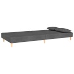 vidaXL Canapea extensibilă cu 2 locuri, 2 perne, gri închis, textil vidaXL Canapea extensibilă cu 2 locuri, 2 perne, gri închis, textil