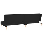 vidaXL Canapea extensibilă cu 2 locuri, 2 perne, negru, textil vidaXL Canapea extensibilă cu 2 locuri, 2 perne, negru, textil