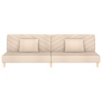vidaXL Canapea extensibilă cu 2 locuri, 2 perne, crem, textil vidaXL Canapea extensibilă cu 2 locuri, 2 perne, crem, textil