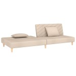 vidaXL Canapea extensibilă cu 2 locuri, 2 perne, crem, textil vidaXL Canapea extensibilă cu 2 locuri, 2 perne, crem, textil