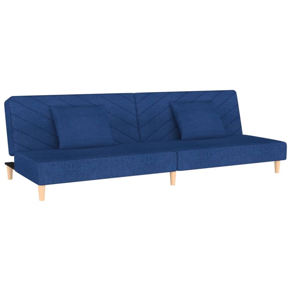 vidaXL Canapea extensibilă cu 2 locuri, 2 perne, albastru, textil
