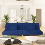 vidaXL Canapea extensibilă cu 2 locuri, 2 perne, albastru, textil vidaXL Canapea extensibilă cu 2 locuri, 2 perne, albastru, textil