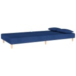 vidaXL Canapea extensibilă cu 2 locuri, 2 perne, albastru, textil vidaXL Canapea extensibilă cu 2 locuri, 2 perne, albastru, textil