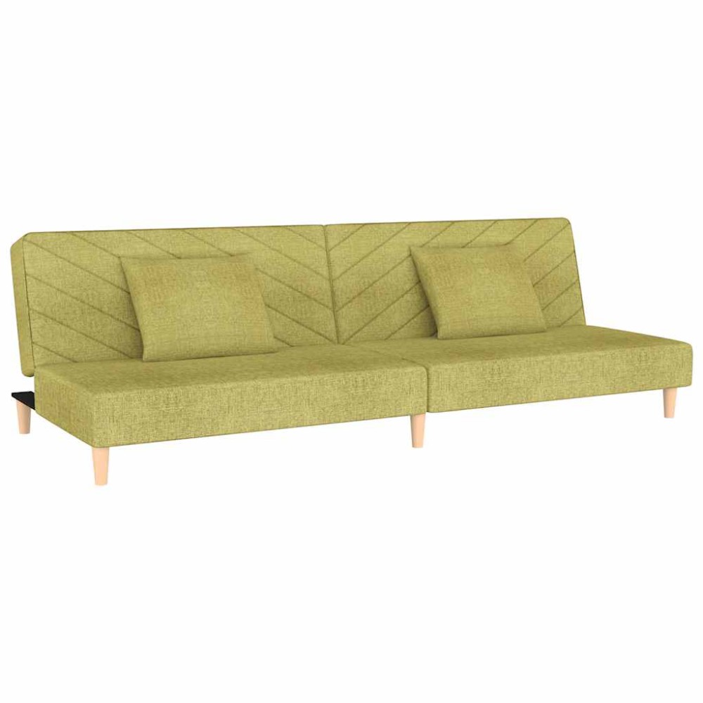 vidaXL Canapea extensibilă cu 2 locuri, 2 perne, verde, textil