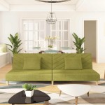 vidaXL Canapea extensibilă cu 2 locuri, 2 perne, verde, textil vidaXL Canapea extensibilă cu 2 locuri, 2 perne, verde, textil