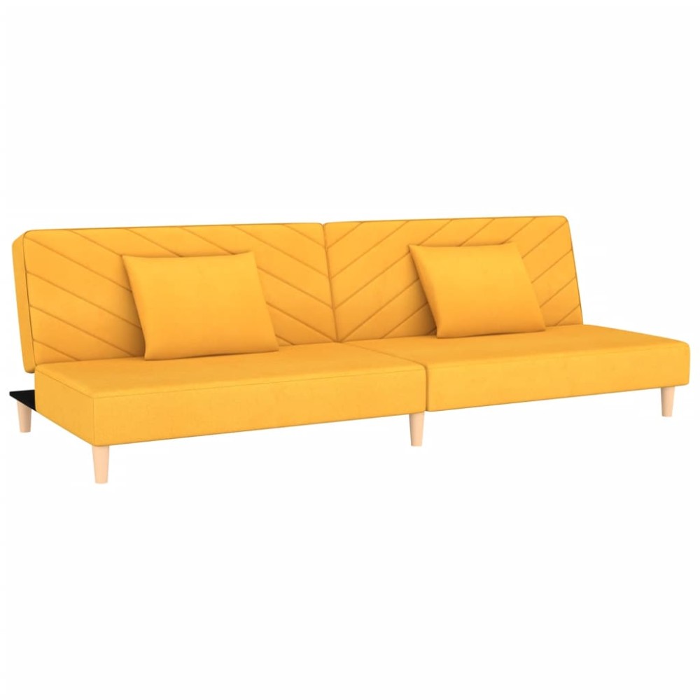 vidaXL Canapea extensibilă cu 2 locuri, 2 perne, galben, textil