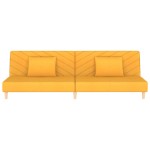 vidaXL Canapea extensibilă cu 2 locuri, 2 perne, galben, textil